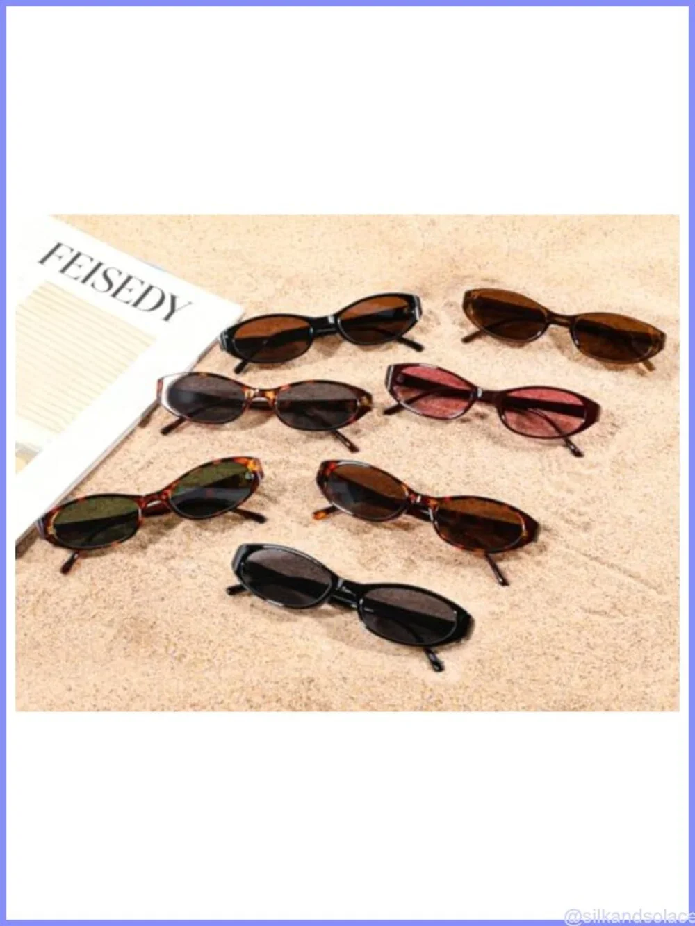 Retro Oval Cat Eye Sunglasses Small Face Slim UV400 Y2K Sunnies